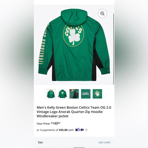 Mitchell & Ness Boston Celtics Anorak Jacket Vintage Logo Green Size XL EUC - Picture 4 of 12
